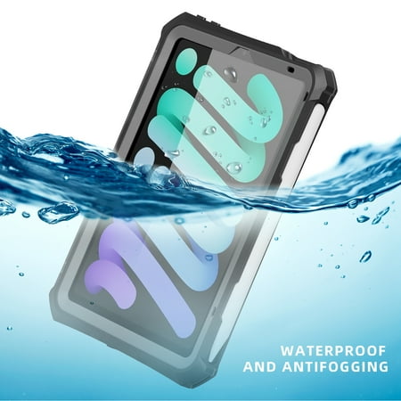 Dteck iPad mini 6th Generation Case, Waterproof Case for iPad mini 6 8.3 in 2021, Heavy Duty Full-Body Shockproof Protective Case with Crossbody Shoulder Strap