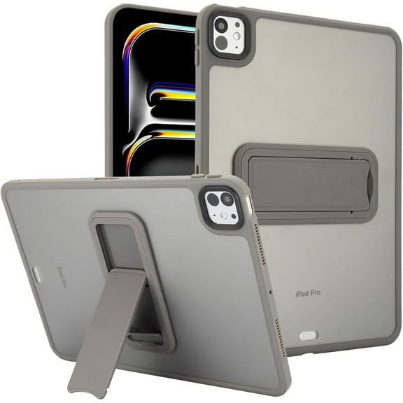 Dteck for iPad mini 7/6th Generation (A17 Pro/A15) Case 2024/2021 Release (8.3"), Clear Back Cover with Kickstand, Slim Fit Thin Lightweight Cover, Protective Transparent Case for Women Men, Gray