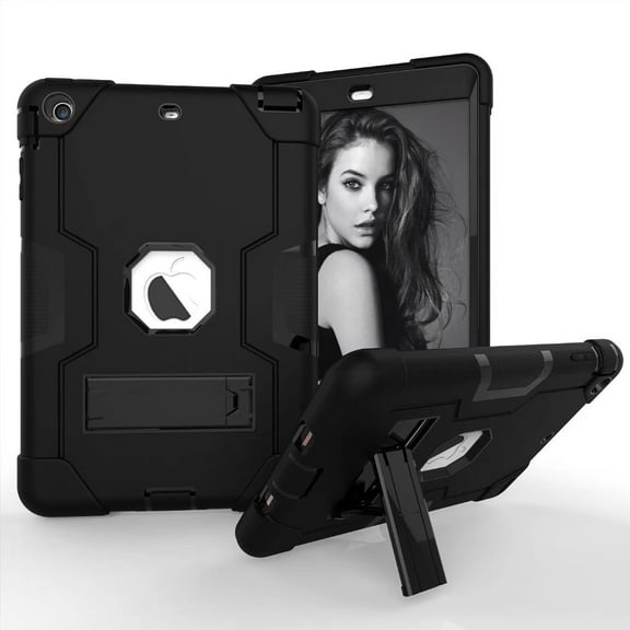 Dteck iPad mini/mini2/mini3 Case Heavy Duty Shockproof Hybrid Kickstand Cover, Black