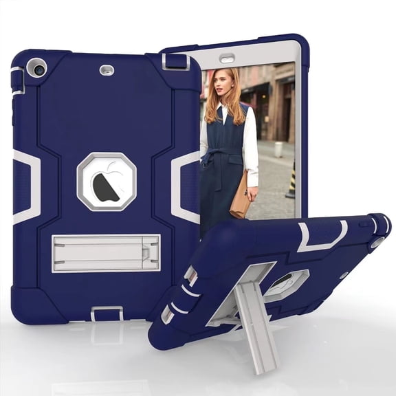Dteck iPad mini/mini2/mini3 Case Heavy Duty Shockproof Hybrid Kickstand Cover Navy/Gray