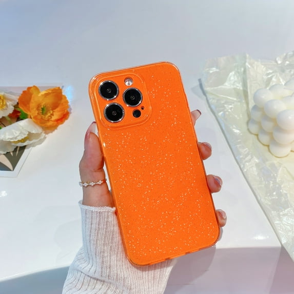 Dteck for iPhone 11 6.1 Inch Ice Crystal Glitter Jelly Soft Pure Color Case, High Quality TPU Camera Protection Anti-scratch Protective Cover Case for iPhone 11, Orange