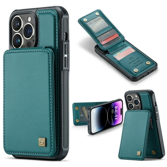 Dteck for iPhone 11 Case with Card Holder, iPhone 11 Wallet Case for Women Men with RFID Blocking, Durable Leather Kickstand Shockproof Case for iPhone 11,Green