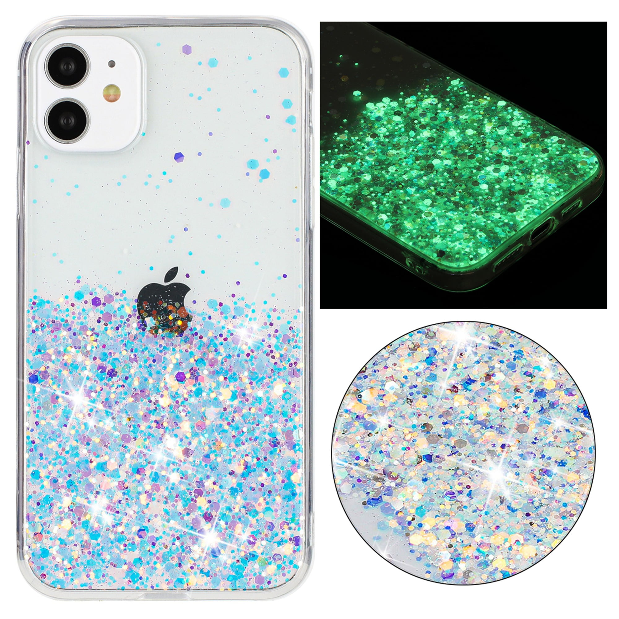 Dteck for iPhone 11 Case Clear Luminous Glitter, Bling Sparkly
