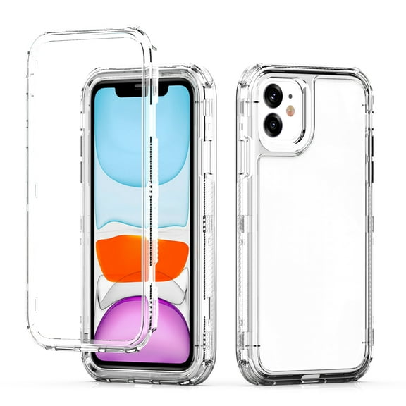 Dteck for iPhone 11 Case Clear, Non-Yellowing Shockproof Phone Bumper Cover, Anti-Scratch Clear Back with Front PC Protective Frame (No Screen Protector)