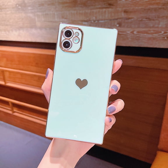 Dteck iPhone 11 Case, Glossy Plating Love Heart Phone Case with Camera Protection,Soft TPU Bumper with Small Love Pattern, Shockproof Case for iPhone 11 6.1 inch - Mint