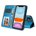 thumbnail image 1 of Dteck iPhone 11 Case, PU Premium Leather Embossed Wallet Card Cash Slots Ultra-Slim   Magnetic Flip Kickstand Shockproof Cover for iPhone 11 6.1 inch,Blue, 1 of 11