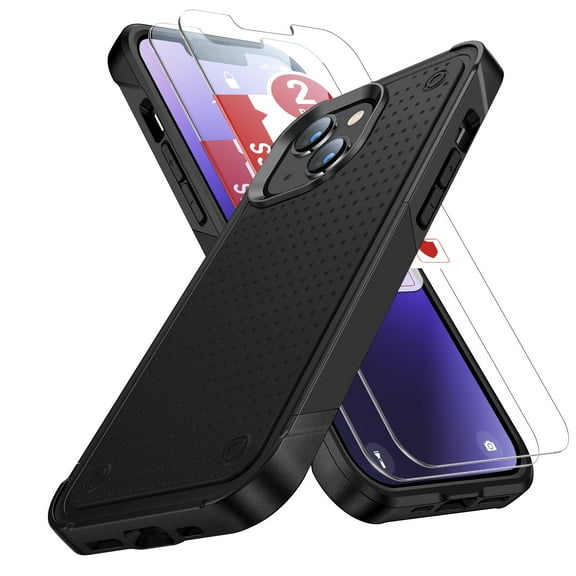 Dteck for iPhone 11 Case with Screen Protector 3 PCS, Military Grade Drop Protection, Hybrid Rugged Protective Phone Cases, Shockproof Bumper Case for Apple iPhone 11,Black
