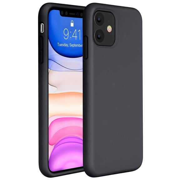 Dteck iPhone 11 Case, Ultra Slim Fit iPhone Case Liquid Silicone Gel Cover with Full Body Protection Anti-Scratch Shockproof Case Compatible with iPhone 11 6.1 inch, Black