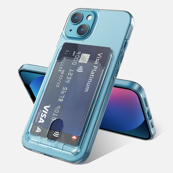 Dteck iPhone 11 Clear Case with Card Holder, Soft TPU Bumper Hard PC Back Cover Shockproof Wallet Protective Case for Apple iPhone 11, Transparent