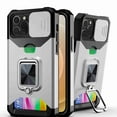 thumbnail image 1 of Dteck for iPhone 11 Pro 5.8" Case with Camera Cover & Kickstand, Slide Lens Protection + 360° Rotate Ring Stand, Impact-Resistant, Shockproof, Protective Bumper, Silver, 1 of 4