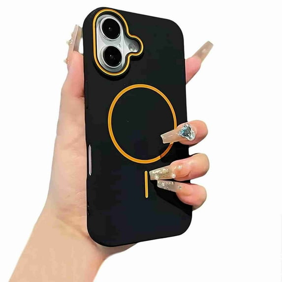 Dteck for iPhone 11 Pro Case,Compatible with MagSafe Accessory, Matte Ultra Thin Soft TPU Rubber Military Grade Drop Protection Slim Fit Shockproof Phone Case, Blackorange