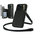 thumbnail image 1 of Dteck for iPhone 11 Pro Case Crossbody Wallet with Card Holder, Credit Card Slots Kickstand Shockproof Phone Cover with Wrist/Shoulder Strap for Women Men,Black, 1 of 7