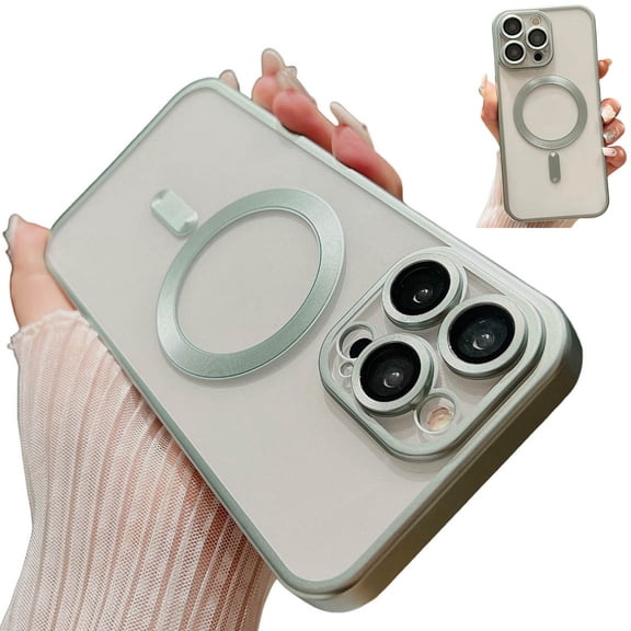 Dteck for iPhone 11 Pro Case with Full Camera Lens Protector, Compatible with MagSafe, Slim Fit Yellowing Resistant Anti-Scratch Back Clear Plating Magnetic Phone Case for iPhone 11 Pro,Green