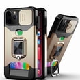 thumbnail image 1 of Dteck for iPhone 11 Pro Max Case with Camera Cover & Kickstand, Slide Lens Protection + 360° Rotate Ring Stand, Impact-Resistant, Shockproof, Protective Bumper, Gold, 1 of 4