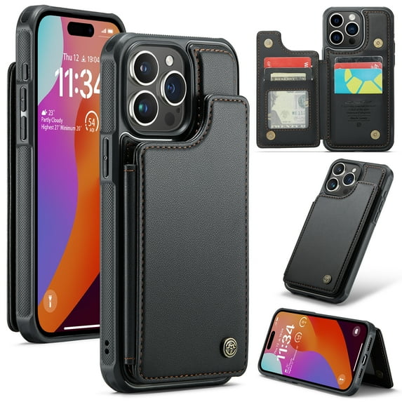 Dteck for iPhone 11 Pro Max Case with Card Holder, Magnetic Durable Leather Wallet Case for Women Men with RFID Blocking Kickstand Shockproof Cover for iPhone 11 Pro Max,Black