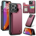 thumbnail image 1 of Dteck for iPhone 11 Pro Max Case with Card Holder, Magnetic Durable Leather Wallet Case for Women Men with RFID Blocking Kickstand Shockproof Cover for iPhone 11 Pro Max,Winered, 1 of 10