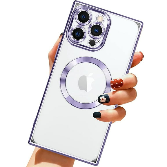 Dteck for iPhone 11 Pro Max Case Magnetic Compatible with MagSafe, Soft Plating TPU Bumper Anti-Scratch Shockproof Clear Cover with Camera Lens Protector for iPhone 11 Pro Max,Light Purple