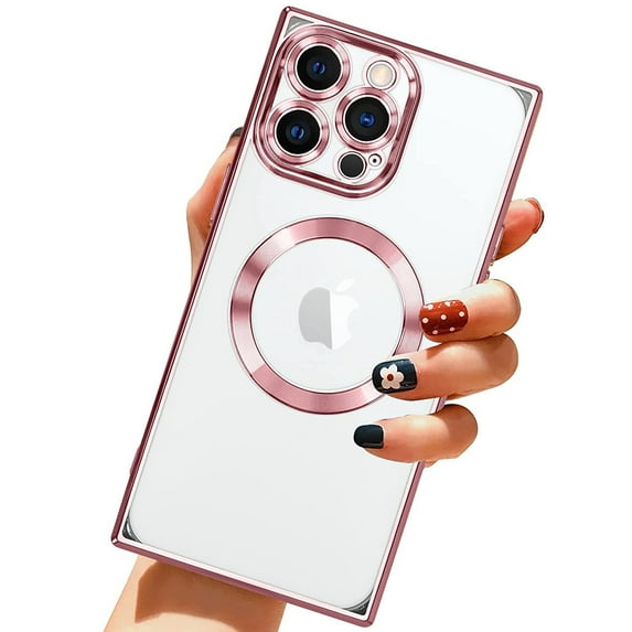 Dteck for iPhone 11 Pro Max Case Magnetic Compatible with MagSafe, Soft Plating TPU Bumper Anti-Scratch Shockproof Clear Cover with Camera Lens Protector for iPhone 11 Pro Max,Rosegold
