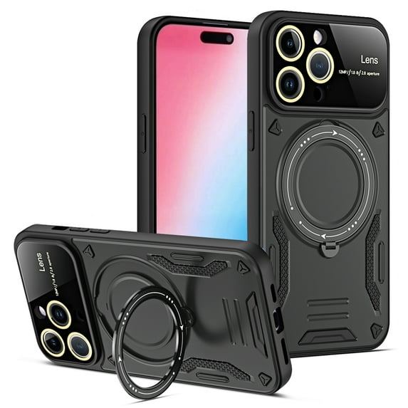 Dteck for iPhone 11 Pro Max Case with Magnetic Invisible Stand Compatible with MagSafe, 360 Rotating Ring Holder Shockproof Rugged Case with Full Camera Lesn Protector for iPhone 11 Pro Max,Black