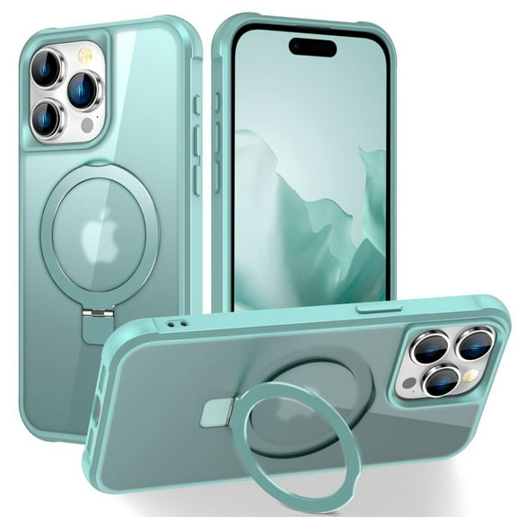 Dteck for iPhone 11 Pro Max Case with Magnetic Invisible Stand, Military Grade Drop Protection, Compatible with MagSafe, Shockproof Translucent Matte Protective Cover with Ring Holder,Mint