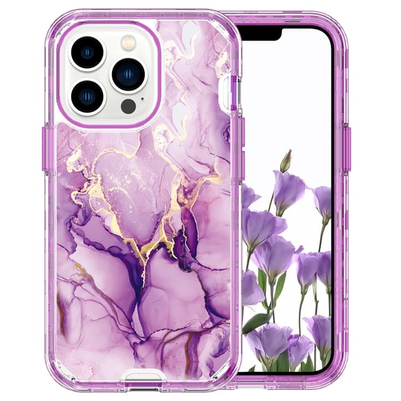 Dteck for iPhone 11 Pro Max Case Rugged Cover with IMD Marble Fashionable Designs for Women Girls, Protective Phone Cover for iPhone 11 Pro Max,Purple