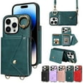 thumbnail image 1 of Dteck for iPhone 11 Pro Max Crossbody Wallet Case with Credit Card Holder 360°Rotating Ring Holder Kickstand, Premium PU Leather Shockproof Phone Cover with Lanyard Strap for Women Men,Green, 1 of 9