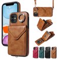 thumbnail image 1 of Dteck for iPhone 11 Wallet Case with Card Holder, Durable PU Leather Protective Magnetic Closure Flip Cover with Crossbody Adjustable Strap 360° Kickstand for Women Men,Brown, 1 of 10