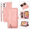 thumbnail image 1 of Dteck iPhone 11 Zipper Wallet case,PU Leather Flip Retro Shockproof Magnetic Zipper Wallet Stand Case Cover for iPhone 11 6.1 inch,Rosegold, 1 of 10