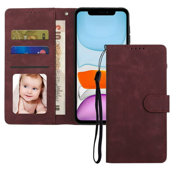 Dteck iPhone 11 pro max Case,PU Leather Wallet Flip Magnetic Card Slots Shockproof kickstand Cover for iPhone 11 pro max 6.5 inch,Winered