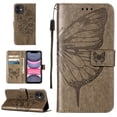 thumbnail image 1 of Dteck iPhone 12 Case, Butterfly Patterned Wallet Case, Magnetic Hand Strap Credit Card Holder Slots Synthetic Leather Kickstand Protective Cover For iPhone 12, Gray, 1 of 15