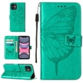 thumbnail image 1 of Dteck iPhone 12 Case, Butterfly Patterned Wallet Case, Magnetic Hand Strap Credit Card Holder Slots Synthetic Leather Kickstand Protective Cover For iPhone 12, Green, 1 of 15