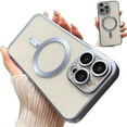 thumbnail image 1 of Dteck for iPhone 12 Case with Full Camera Lens Protector, Compatible with MagSafe, Slim Fit Yellowing Resistant Anti-Scratch Back Clear Plating Shockproof Magnetic Phone Case for iPhone 12,Blue, 1 of 8