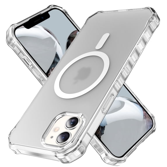 Dteck for iPhone 12 Case, iPhone 12 Pro Case Magnetic Compatible with MagSafe,Shockproof Military-Grade Protection,Air-Guard Corners,Anti-Yellowing Frosted Phone Cover 6.1",Translucent