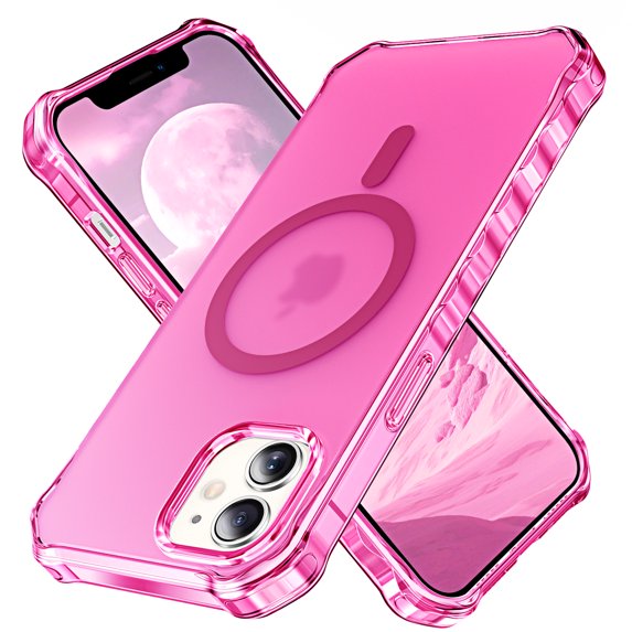 Dteck for iPhone 12 Case, iPhone 12 Pro Case Magnetic Compatible with MagSafe,Shockproof Military-Grade Protection,Air-Guard Corners,Anti-Yellowing Frosted Phone Cover 6.1",Rose