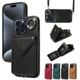 thumbnail image 1 of Dteck for iPhone 12 Case, iPhone 12 Pro Wallet Case with Card Holder, Durable PU Leather Protective Magnetic Closure Flip Cover with Crossbody Adjustable Strap 360° Kickstand for Women Men,Black, 1 of 10