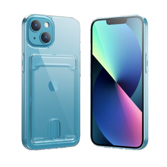 Dteck iPhone 12 Clear Case with Card Holder, iPhone 12 Pro Case, Soft TPU Bumper Hard PC Back Cover Shockproof Wallet Protective Case for Apple iPhone 12/12 Pro 6.1 inch, Transparent