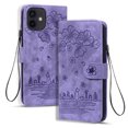 thumbnail image 1 of Dteck for iPhone 12 Mini Case, PU Leather Embossed Comic Flip Wallet Case with Cart Slot Hand Strap and Kickstand Shockproof Protective Case for iPhone 12 Mini 5.4" 2020 Women Men, Purple, 1 of 10