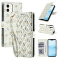 thumbnail image 1 of Dteck for iPhone 12 Mini Wallet Case with Card Holder, Shockproof PU Leather Flip Cover with RFID Blocking Protective Phone Case with 3 Card Slots Kickstand & Wrist Strap for Women and Men, D, 1 of 8