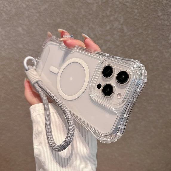 Dteck for iPhone 12 Pro / 12 6.1" Case Clear Compatible with MagSafe, Heavy Duty Drop Protection Rugged Shockproof 3-Layer Military Protective Tough Strap Durable Cover,Clear