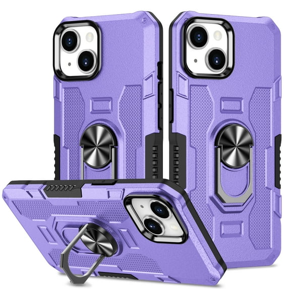 Dteck for iPhone 12 Pro/12 6.1 inch Case,360° Rotate Ring Stand Kickstand Magnetic Car Shockproof Rugged Hybrid Hard PC+Soft TPU Back Cover.For iPhone 12 Pro / 12 6.1",Purple