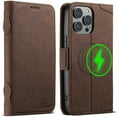 thumbnail image 1 of Dteck for iPhone 12 Pro / 12 Magnetic Wallet Case, Shockproof Flip Cover Card Holder Wallet Card Holder Folio Case, Mag Safe Compatible Wallet RFID Blocking,brown, 1 of 7
