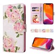 thumbnail image 1 of Dteck for iPhone 12 Pro 6.1" 2020 Flip Wallet Case, PU Leather Anti-Drop Case with Card Slot & Kickstand Shockproof Protective Case for iPhone 12 Pro Ladies Girls Women, Rose Flower, 1 of 8