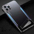 thumbnail image 1 of Dteck for iPhone 12 Pro 6.1" 2020 Military Shockproof Case, Aluminum Alloy Sandblasted Back Plate Case with Kickstand Heavy Duty Full Body Protective Case for iPhone 12 Pro Women Men, Blue, 1 of 8