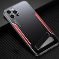 thumbnail image 1 of Dteck for iPhone 12 Pro 6.1" 2020 Military Shockproof Case, Aluminum Alloy Sandblasted Back Plate Case with Kickstand Heavy Duty Full Body Protective Case for iPhone 12 Pro Women Men, Red, 1 of 8