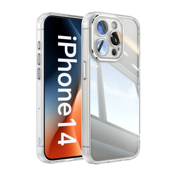 Dteck for iPhone 12 Pro Back Case, Shockproof Slim Clear Hard PC Back with Soft TPU Bumper Scratch Resistant Protective Transparent Anti-Scratch Phone Case, White