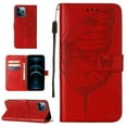 thumbnail image 1 of Dteck iPhone 12 Pro Case, Butterfly Patterned Wallet Case, Magnetic Hand Strap Credit Card Holder Slots Synthetic Leather Kickstand Protective Cover For iPhone 12 Pro, Red, 1 of 15