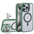 thumbnail image 1 of Dteck for iPhone 12 Pro Case, Compatible with MagSafe ,Built-in Camera Ring Stand,with Individual Camera Cover, Translucent Matte PC + TPU Military-Grade Drop Protection Magnetic Case,Darkgreen, 1 of 9