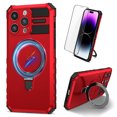 thumbnail image 1 of Dteck for iPhone 12 Pro Case with Magnetic Invisible Stand, Compatible with MagSafe, Glass Screen Protector + Camera Protector Shockproof Rugged Case Cover for iPhone 12 Pro,Red, 1 of 9