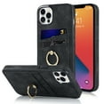 thumbnail image 1 of Dteck for iPhone 12 Pro Max 6.7 inch PU Leather Back Case,Luxury Shockproof Soft TPU Anti-Drop Card Slots with Ring Bracket Slim Phone Cover.For iPhone 12 Pro Max,Black, 1 of 8