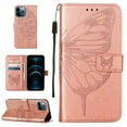 thumbnail image 1 of Dteck iPhone 12 Pro Max Case, Butterfly Patterned Wallet Case, Magnetic Hand Strap Credit Card Holder Slots Synthetic Leather Kickstand Protective Cover For iPhone 12 Pro Max, Rosegold, 1 of 14